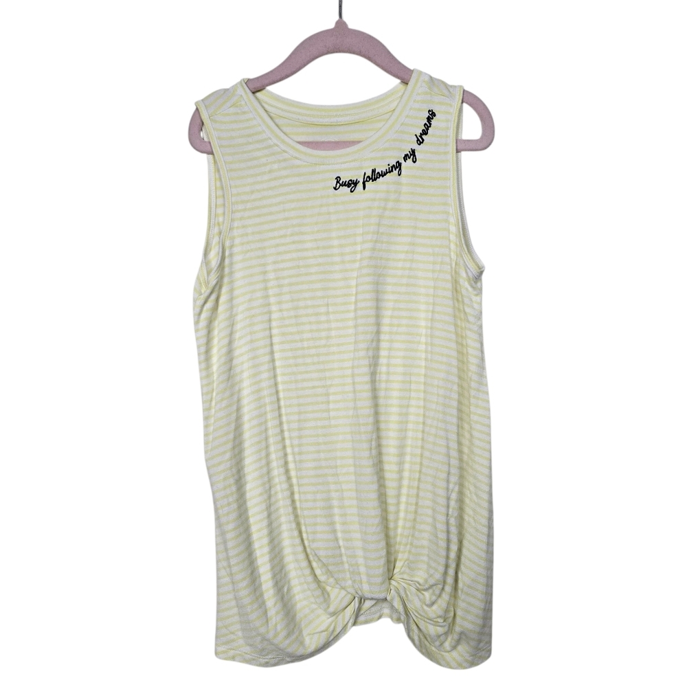 Wonder Nation Striped Yellow White Sleeveless Twist Hem Top M 7-8
